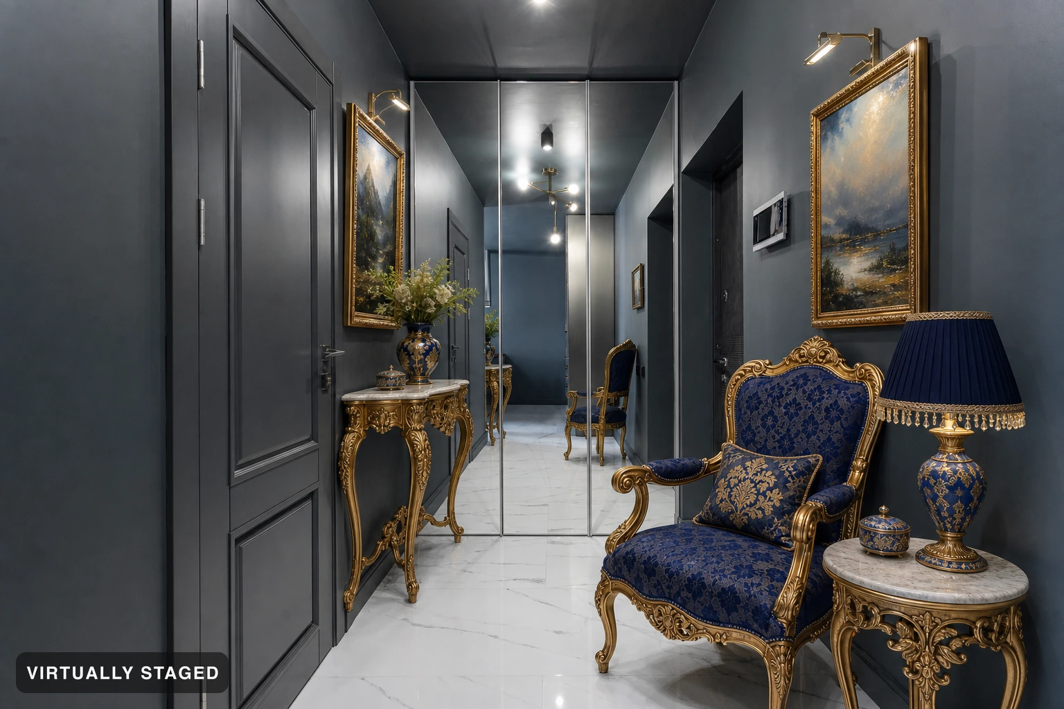 Baroque in an entryway — virtually staged
