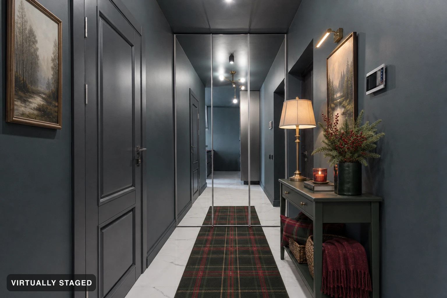 Christmas in an entryway — virtually staged