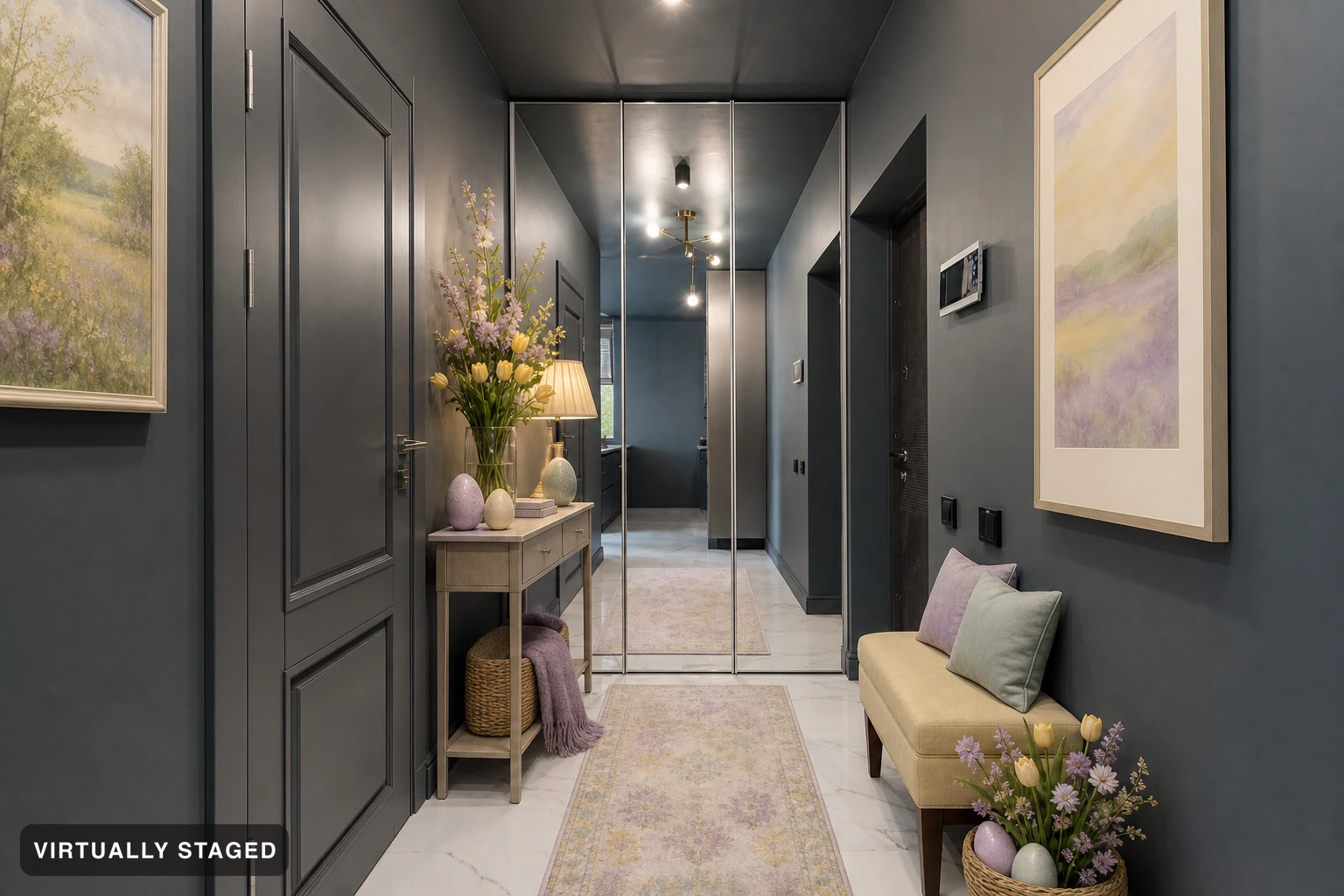 Easter in an entryway — virtually staged