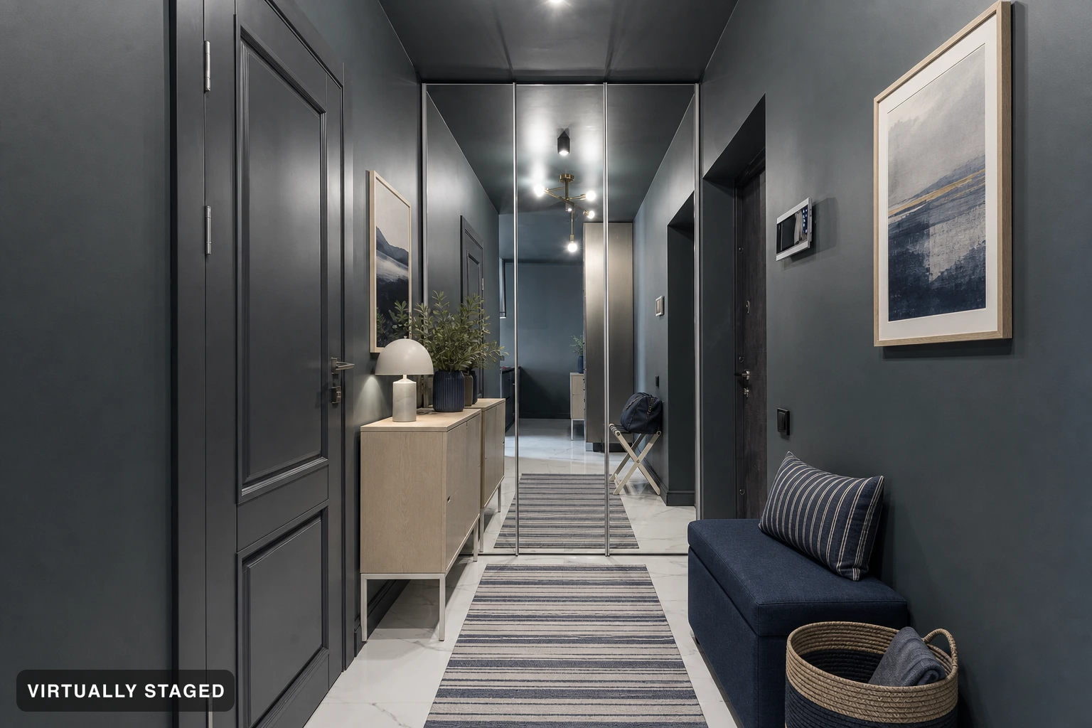 Guest-ready in an entryway — virtually staged