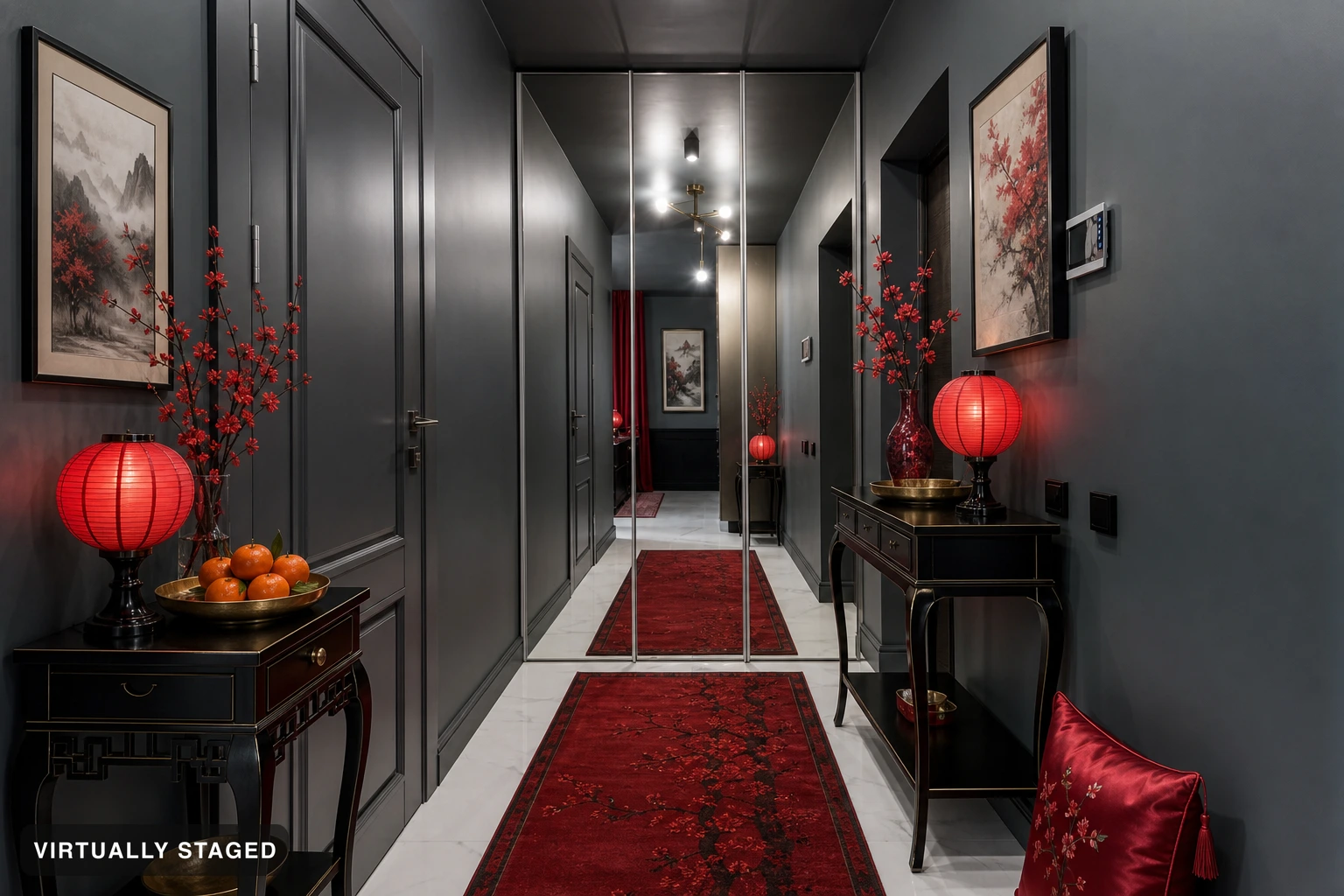 Lunar New Year in an entryway — virtually staged