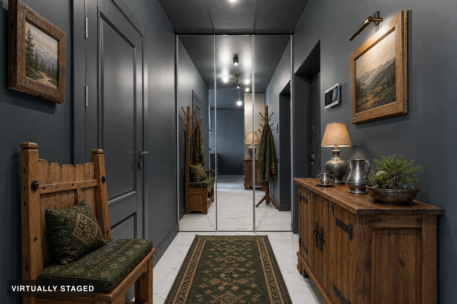 Medieval in an entryway — virtually staged