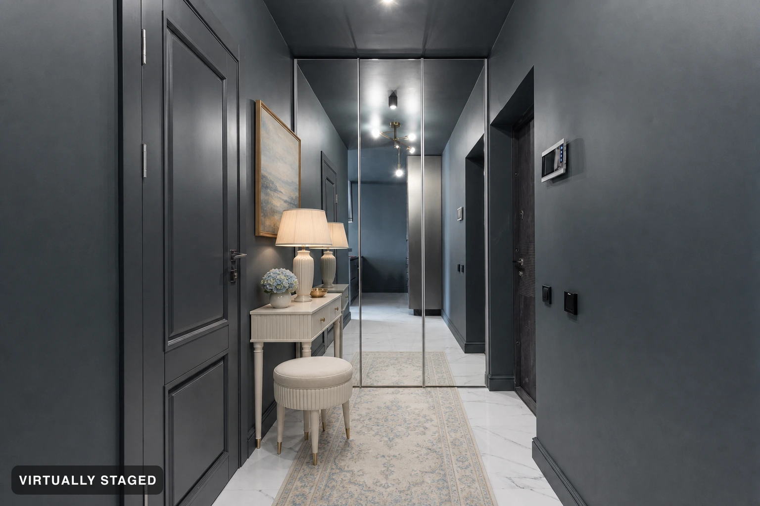 Neoclassic in an entryway — virtually staged
